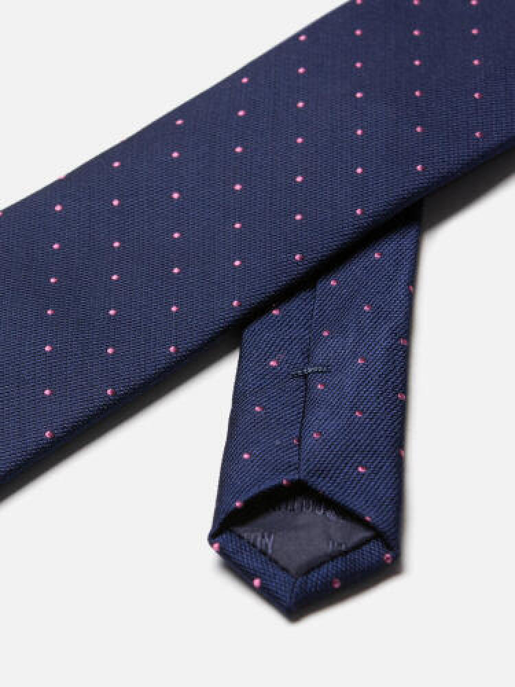 Cravate Paolo en soie marine à pois rose Cravates