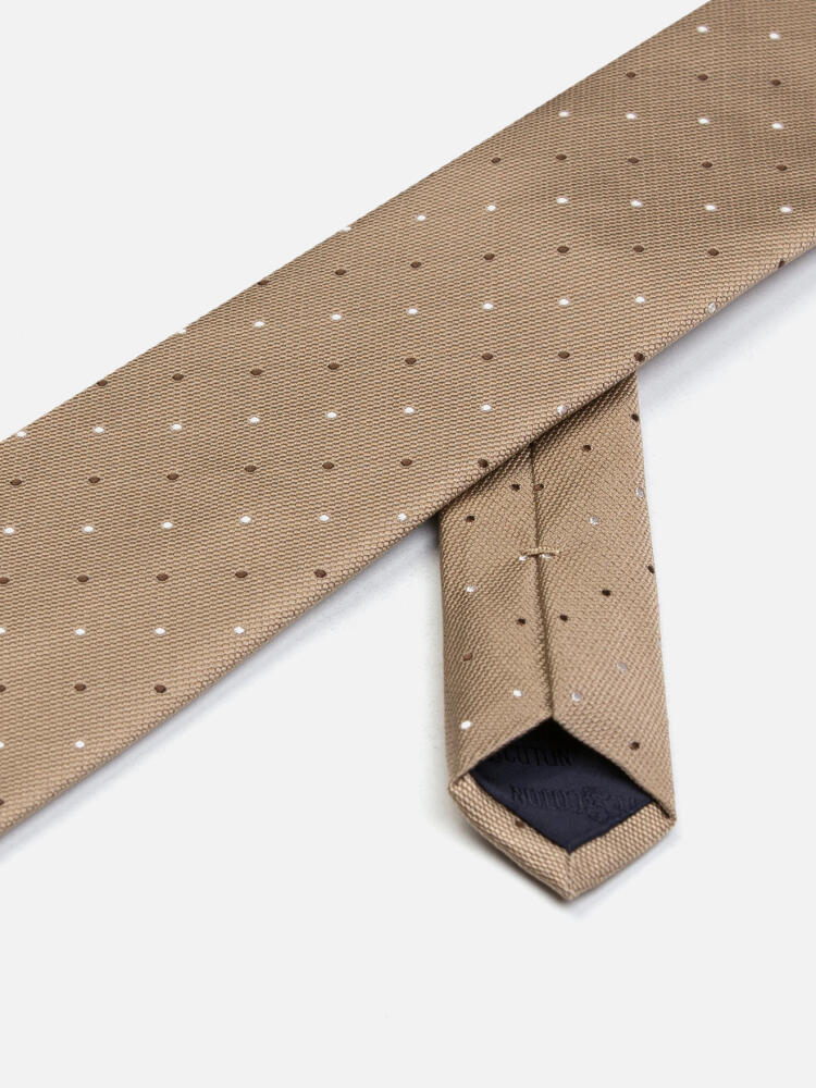 Cravate Raphi en soie beige à pois marron Cravates