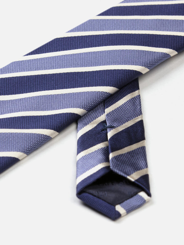 Cravate Ron en soie à rayures bleues Cravates