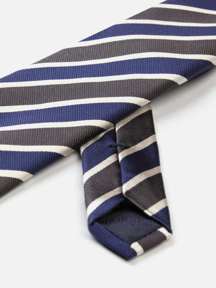 Cravate Ron en soie à rayures kaki Cravates