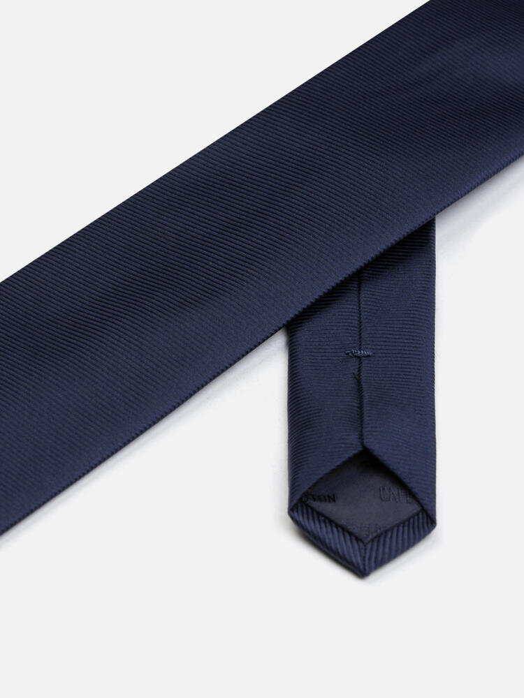 Cravate slim Anders en soie sergée marine Cravates
