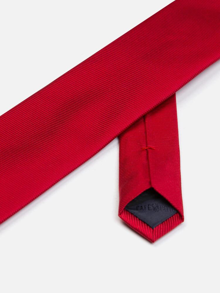 Cravate slim Anders en soie sergée rouge Cravates