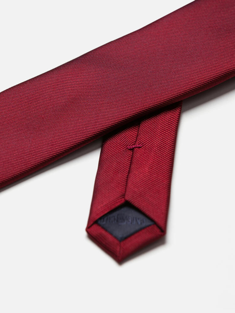 Cravate slim en soie sergée rouge Cravates
