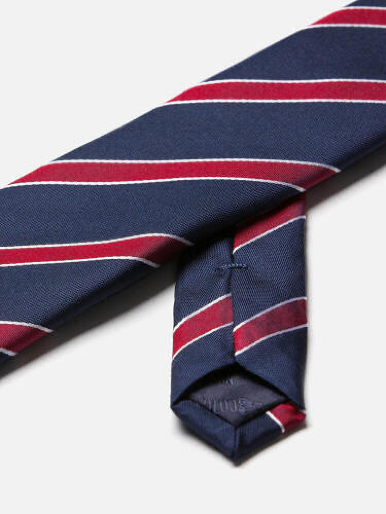 Cravate slim Barney marine à rayures rouges Cravates