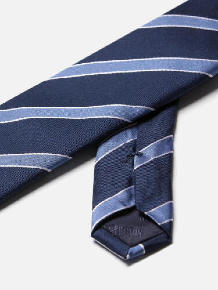 Cravate slim Barney marine à rayures ciel Cravates