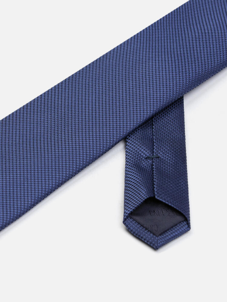 Cravate slim Deven en soie texturée bleu Cravates