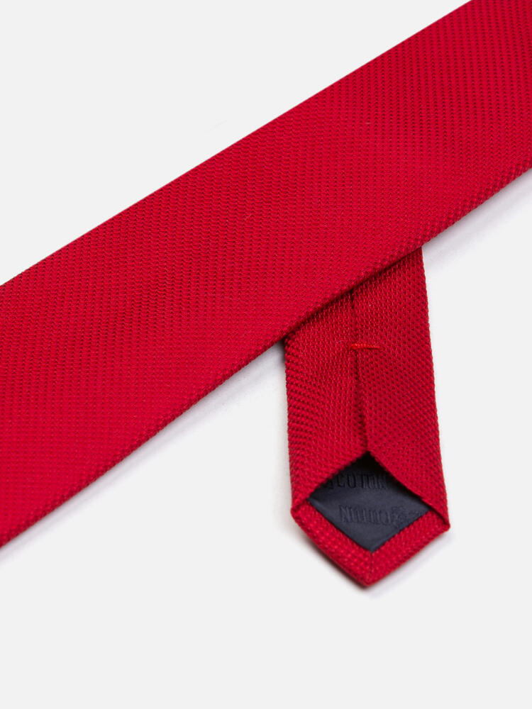 Cravate slim Deven en soie texturée rouge Cravates