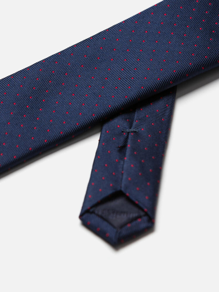 Cravate slim en reps de soie à pois rouge Cravates