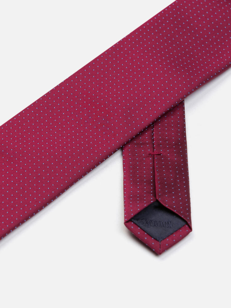 Cravate slim Leo en soie fuschia à pois ciel Cravates