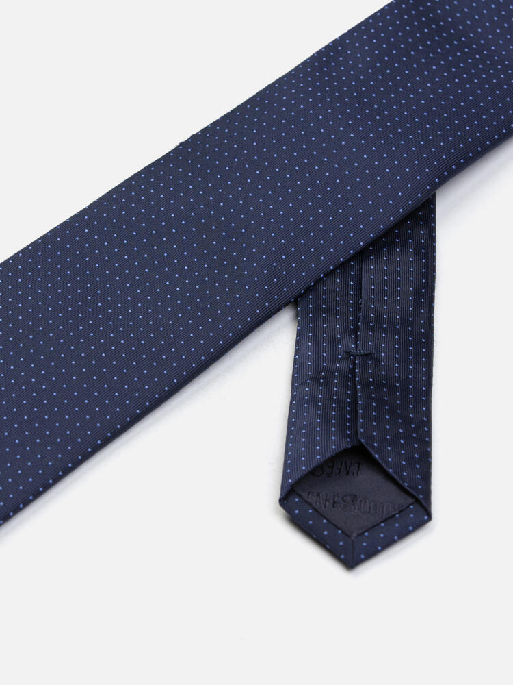 Cravate slim Leo en soie marine à pois bleus Cravates