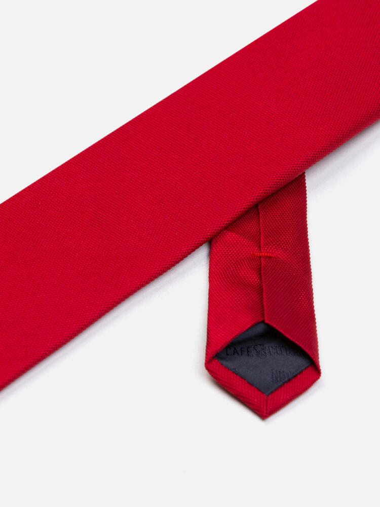 Cravate slim Marilis en oxford de soie rouge Cravates