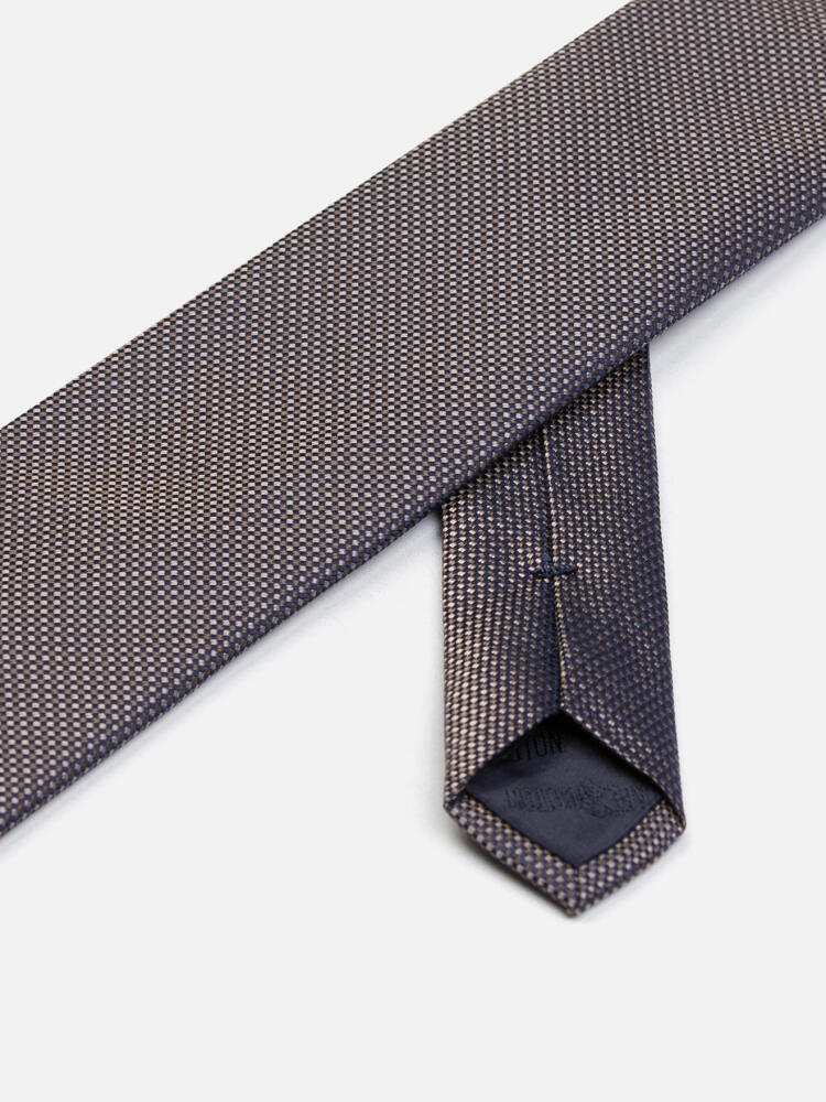 Cravate slim Pierro en natté de soie marron Cravates