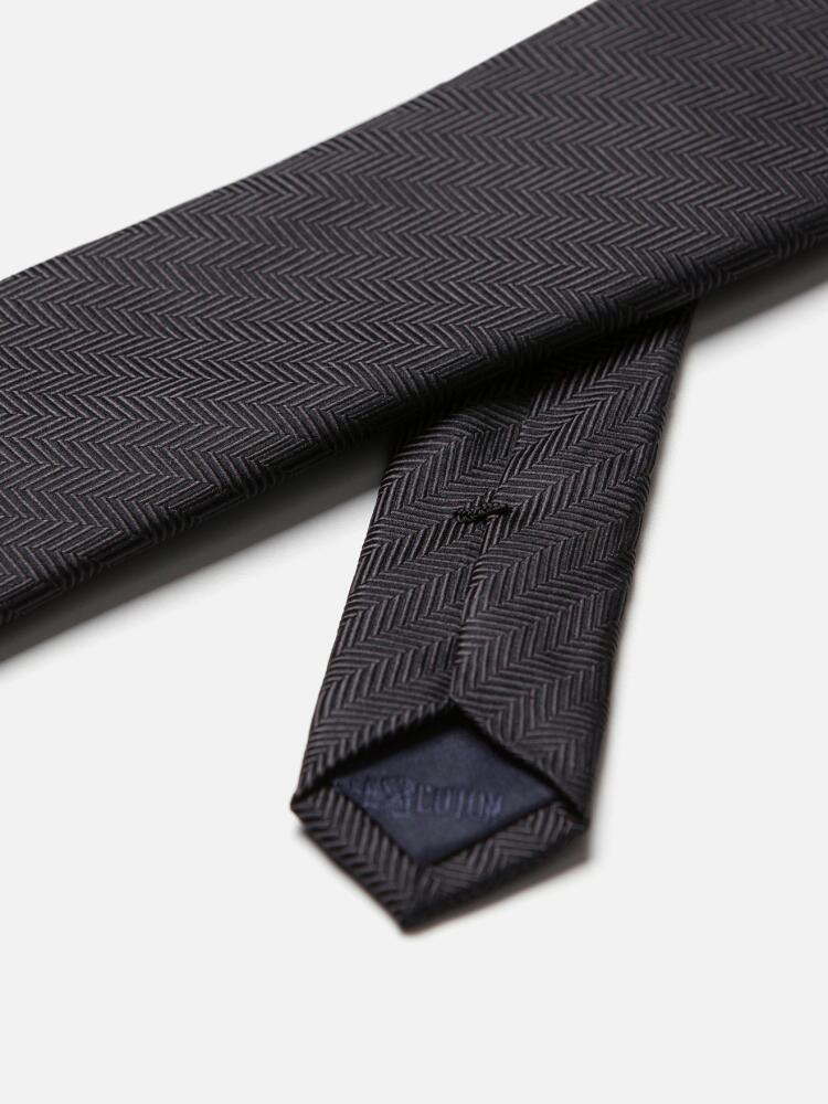 Cravate slim en soie à chevron anthracite Cravates