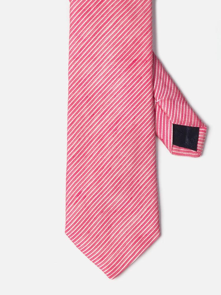 Cravate en lin et soie fuchsia à rayures Cravates