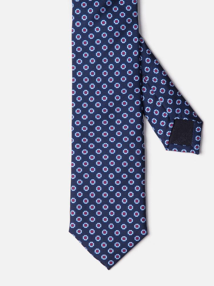Cravate en soie marine à motifs imprimés fuchsia Cravates