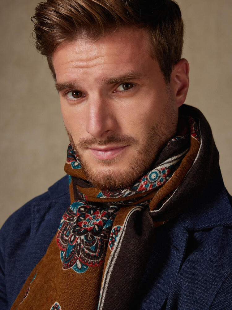 Écharpe Edison chocolat à motifs Écharpes