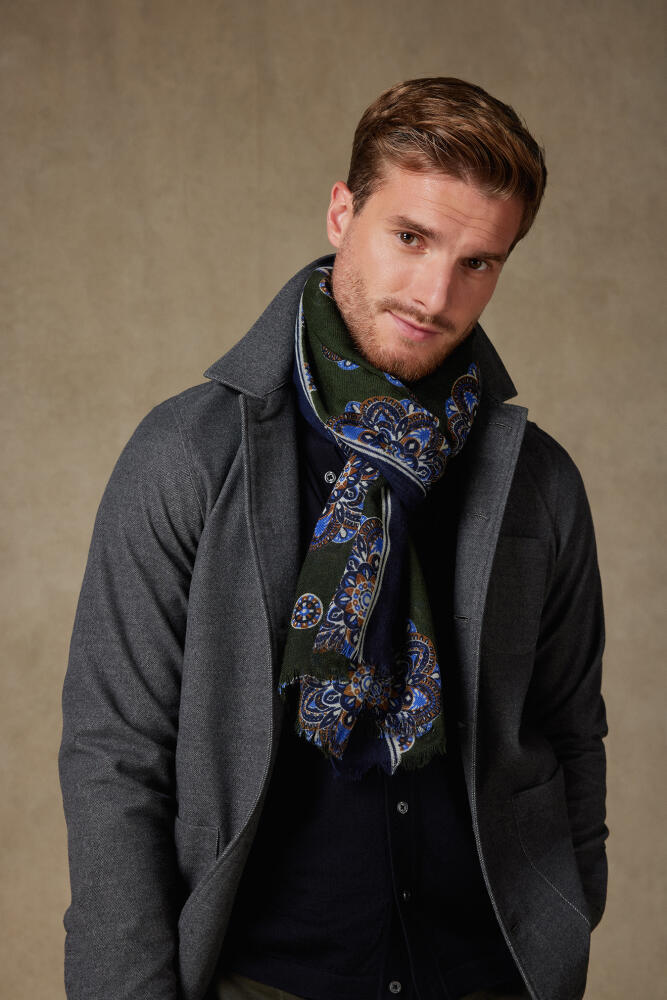 Écharpe Edison kaki à motifs Écharpes