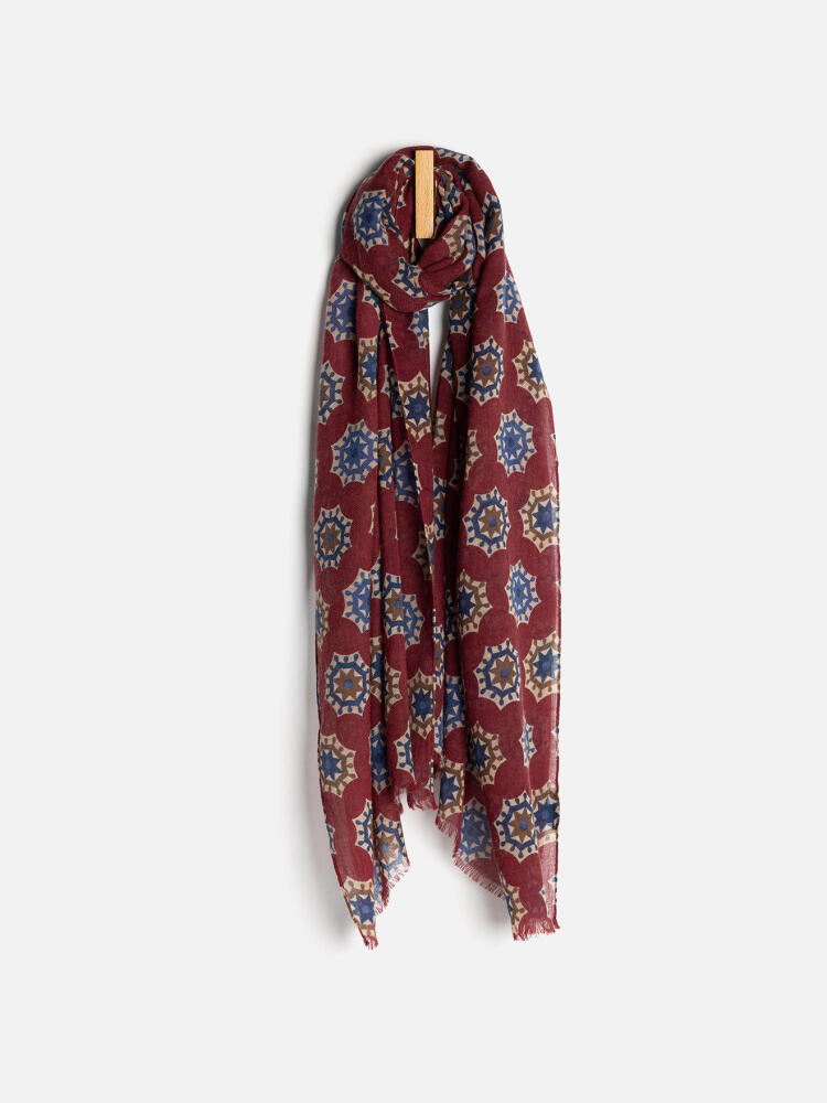 Écharpe Kent bordeaux à motifs géométriques Écharpes