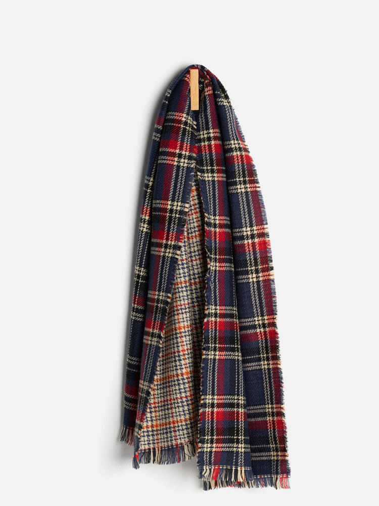 Écharpe double face Maurice à tartans marine Écharpes