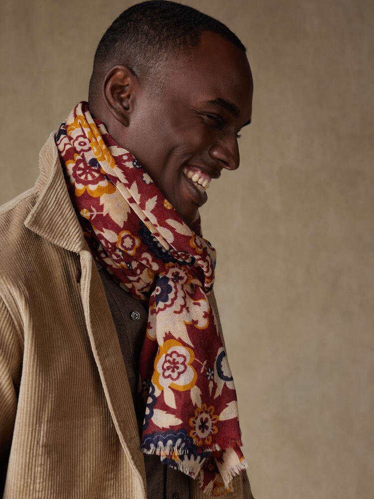 Écharpe Nelson bordeaux à motifs floral Écharpes