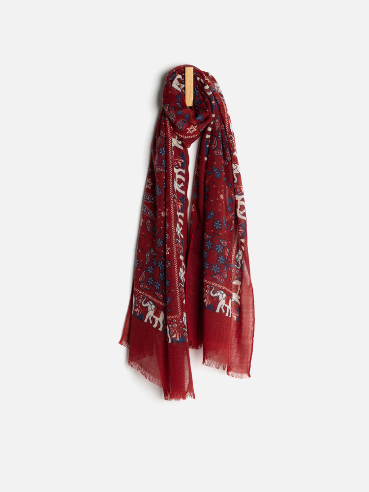 Écharpe Tamil carmin à motifs jaipur Écharpes