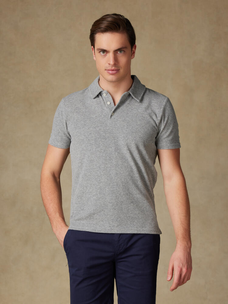 Polo Terry en éponge gris chiné Outlet