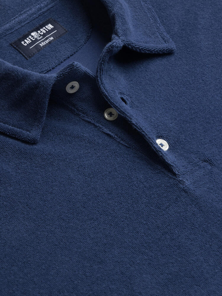 Polo Terry en éponge bleu Outlet