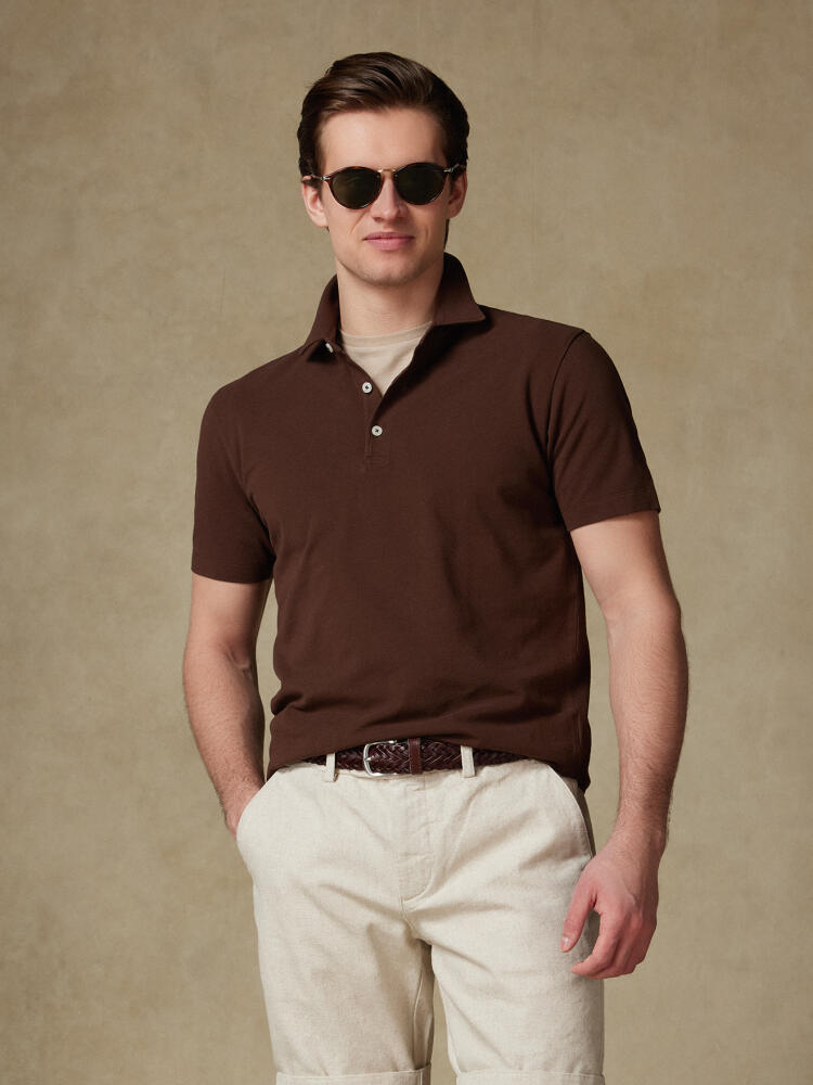 Polo Héritage en piqué marron Polos