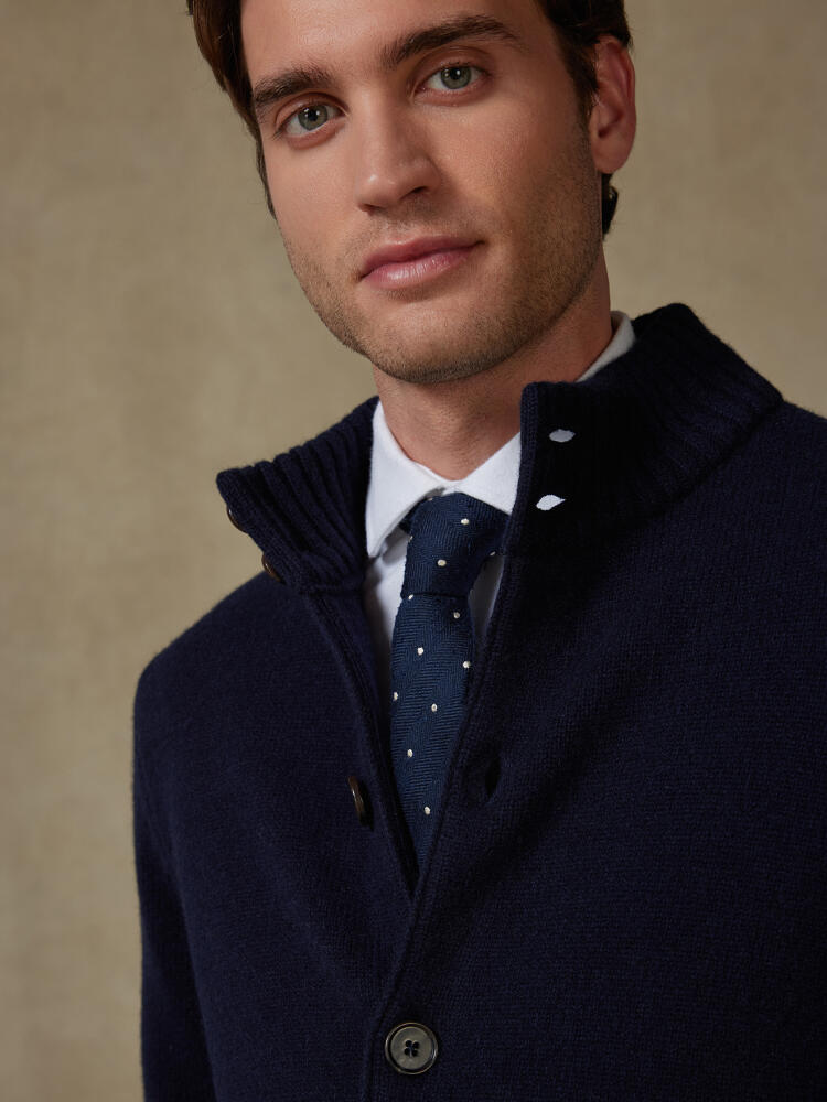 Cardigan Ashton en lambswool marine Pulls homme