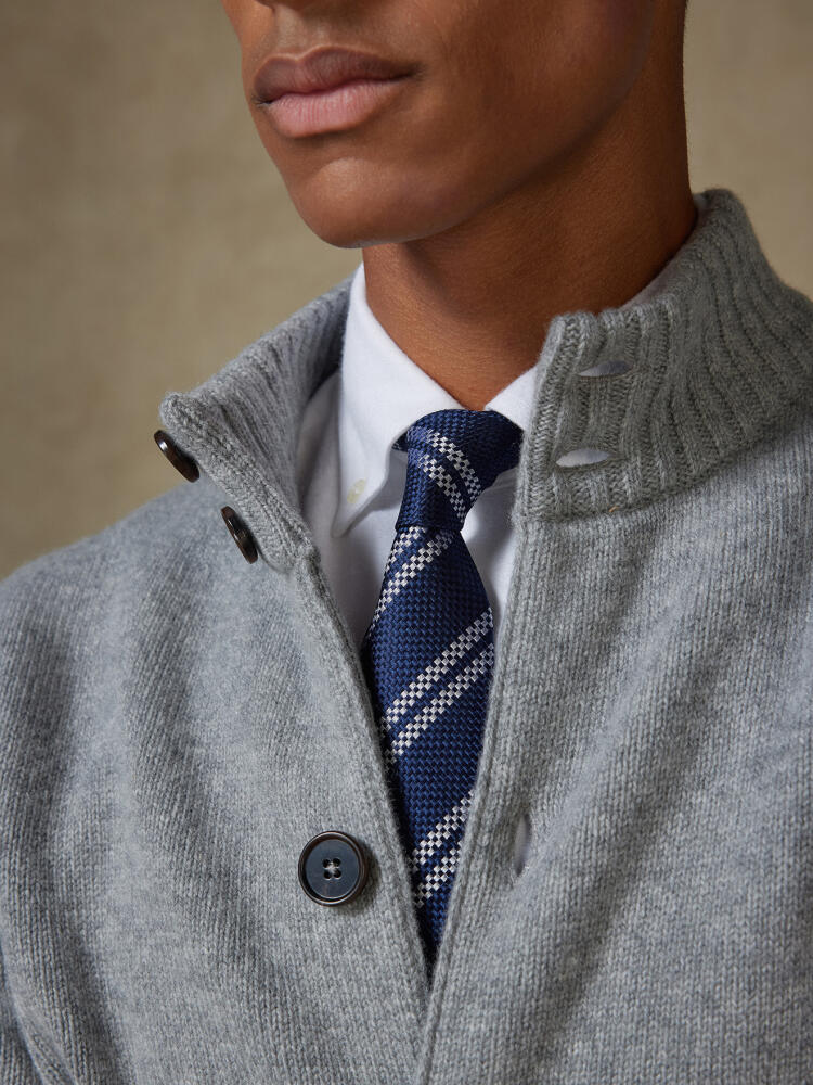 Cardigan Ashton en lambswool gris Pulls homme