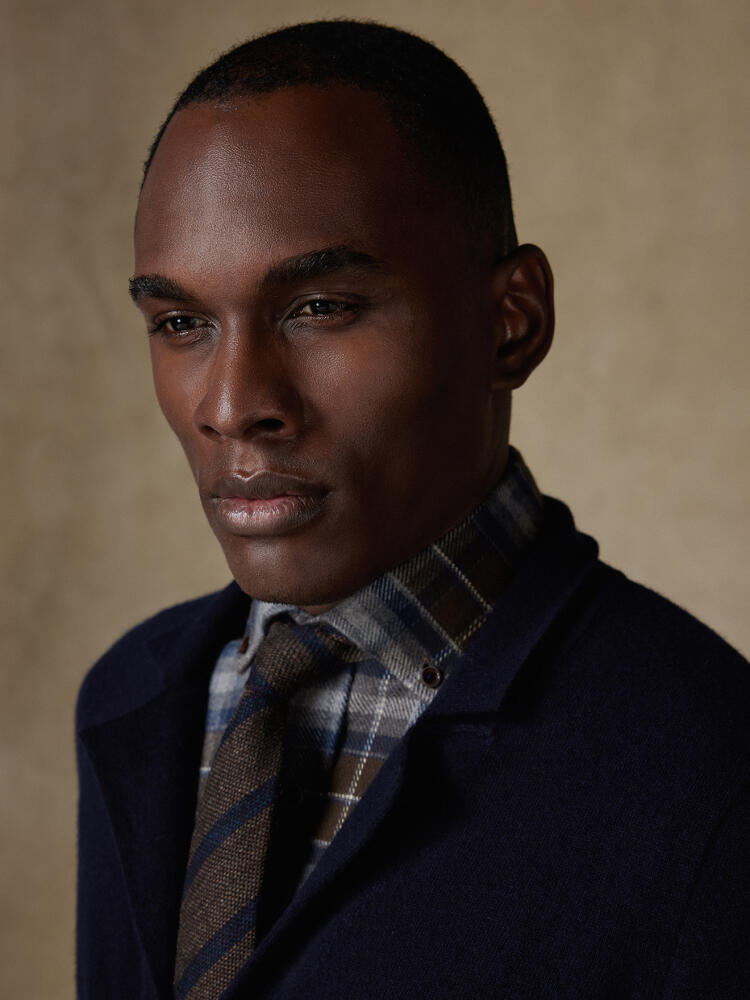 Cardigan Robin en lambswool marine Pulls homme