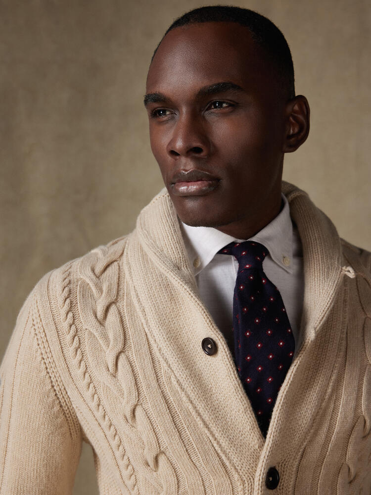 Cardigan Pat en lambswool beige Pulls homme