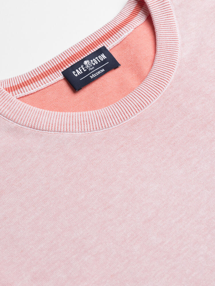 Col rond vanisé Capri rose Pulls homme
