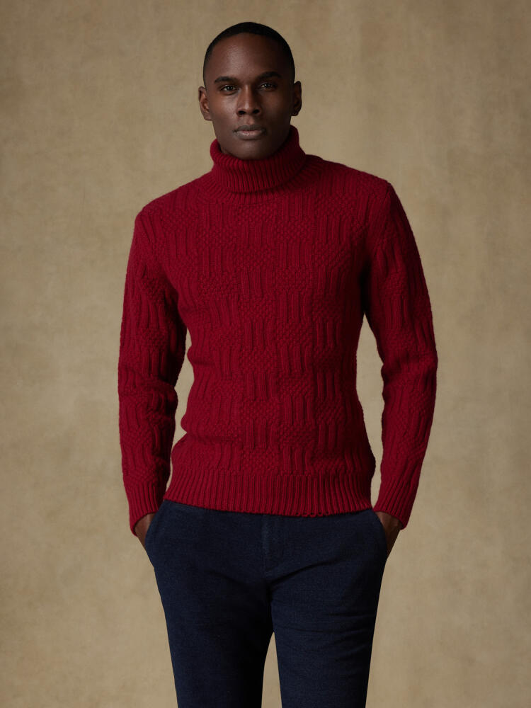 Col roulé Alex structuré rouge Pulls homme
