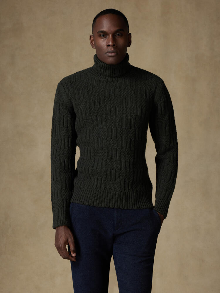 Col roulé Alex structuré kaki Pulls homme