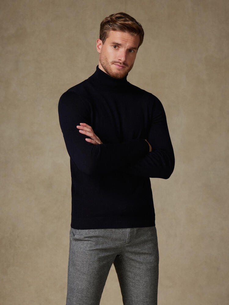 Col roulé Edward en mérinos marine Pulls homme