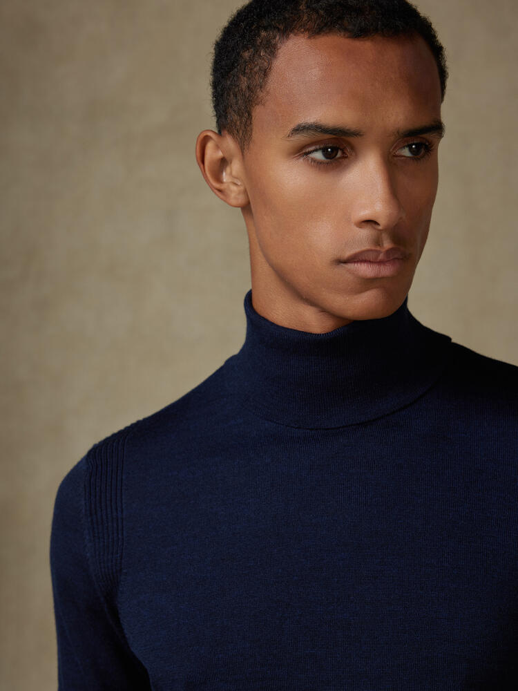 Col roulé Edward en mérinos marine Pulls homme