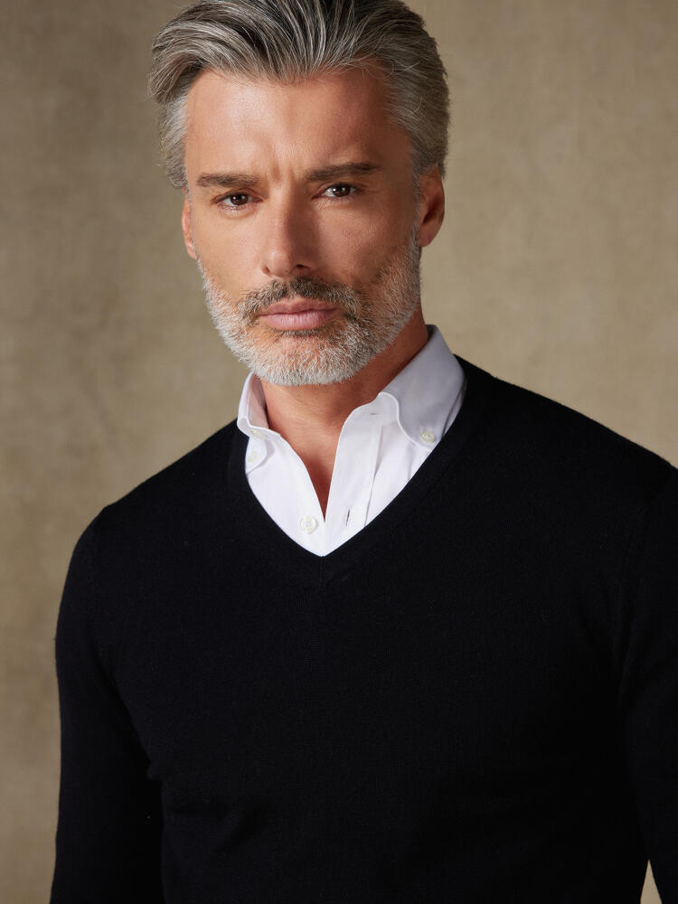 Col V Dylan en mérinos noir Pulls homme