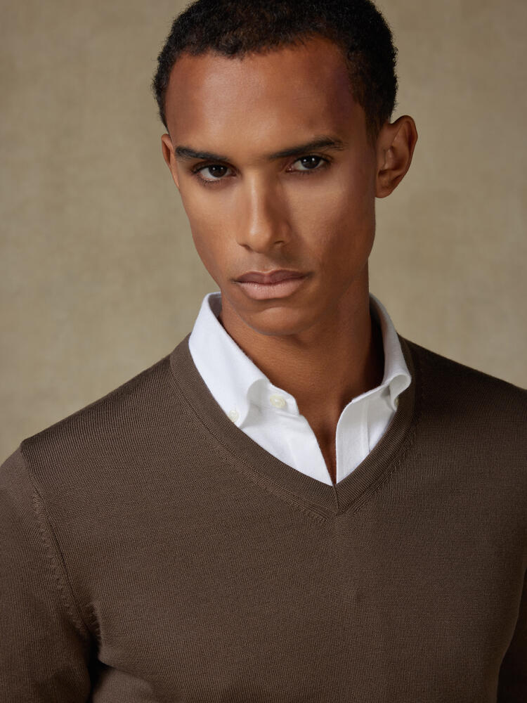 Col V Dylan en mérinos vison Pulls homme