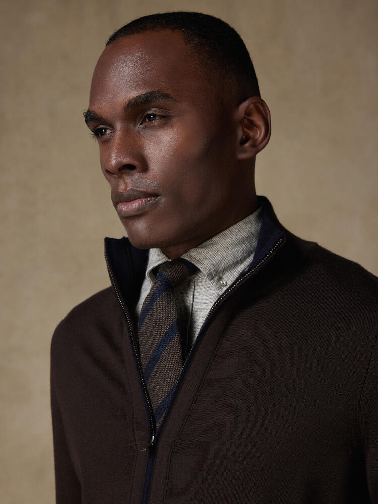 Full zip Clay marron Pulls homme