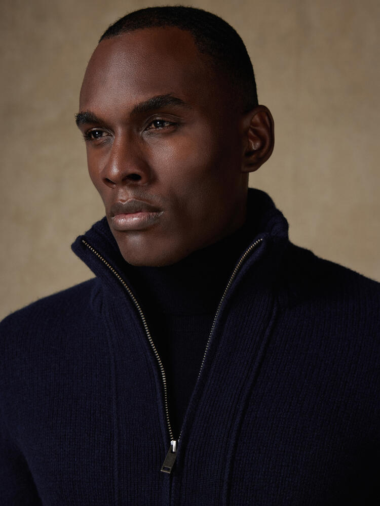 Full zip Jim en lambswool marine Pulls homme