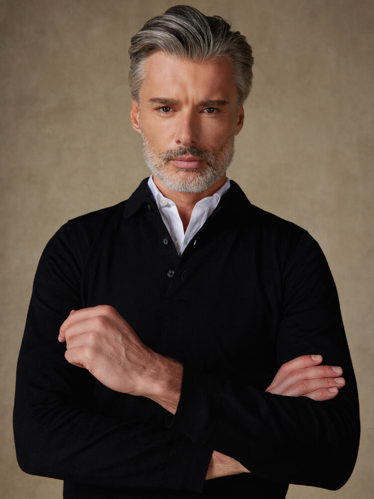 Polo Tim en mérinos noir Pulls homme