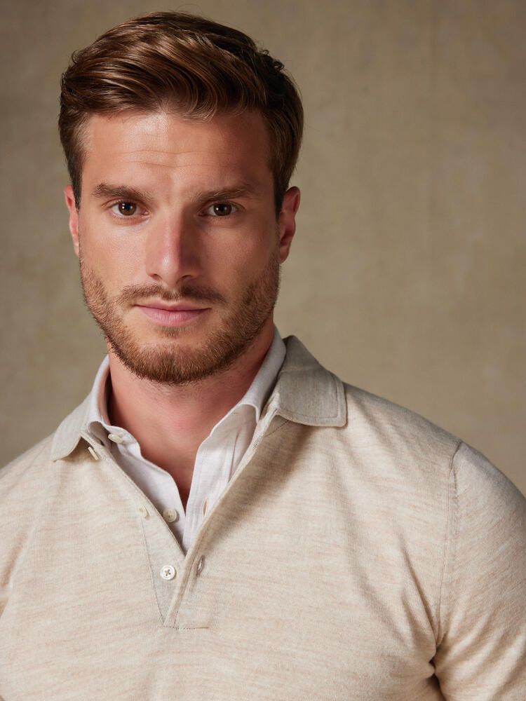 Polo Tim en mérinos sable Outlet