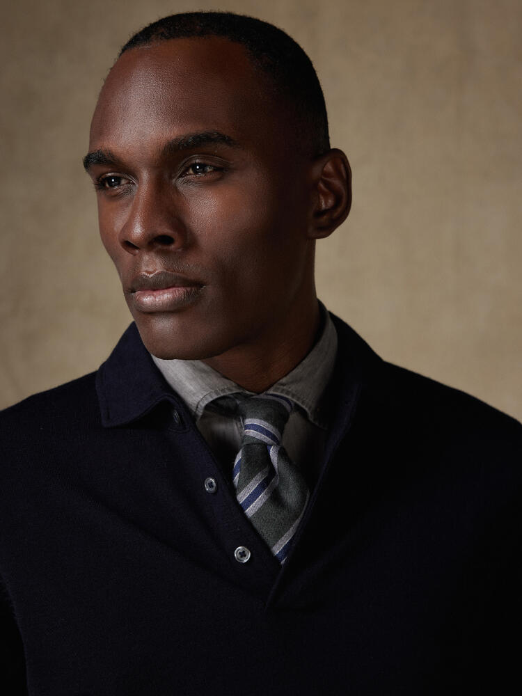 Polo Tim en mérinos marine Outlet