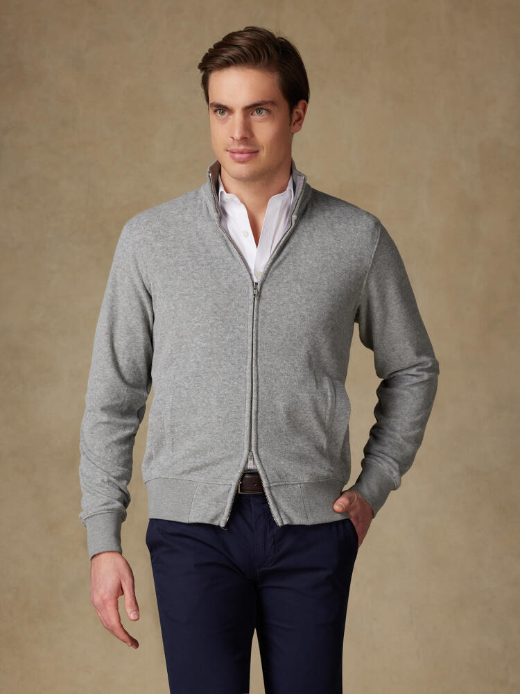 Full zip Todd en éponge gris Pulls homme