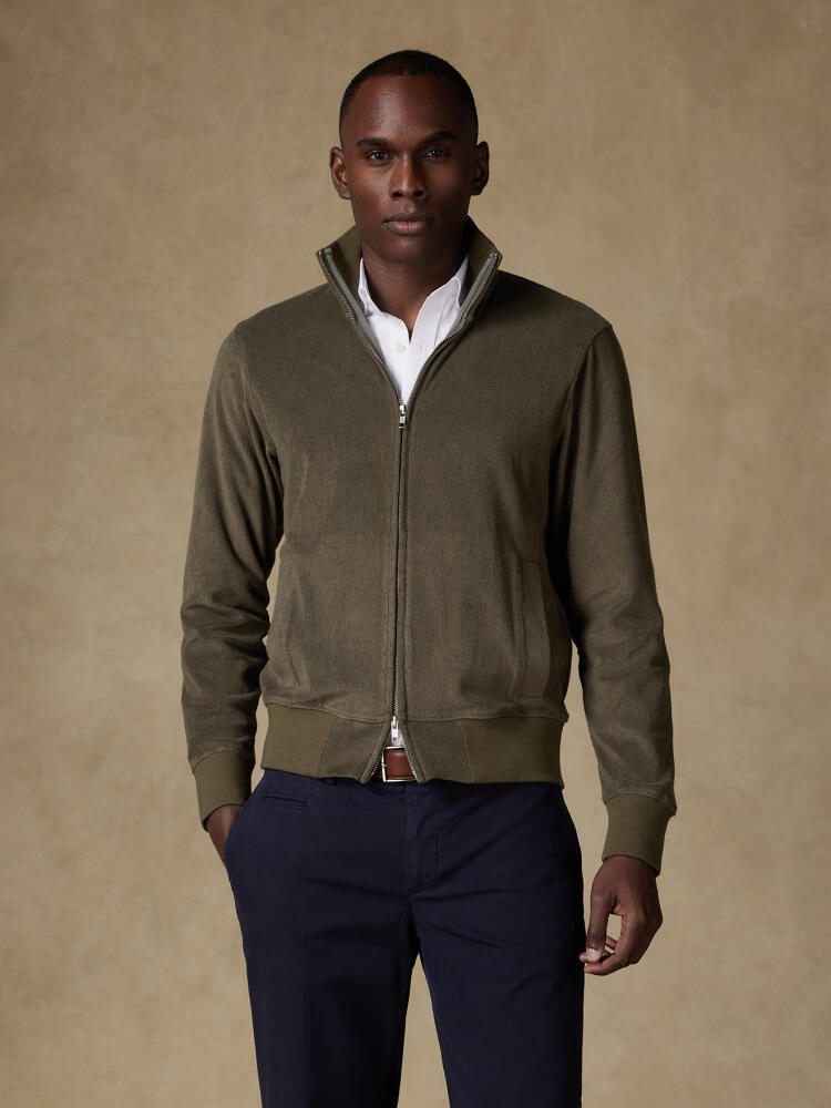 Full zip Todd en éponge kaki Pulls homme
