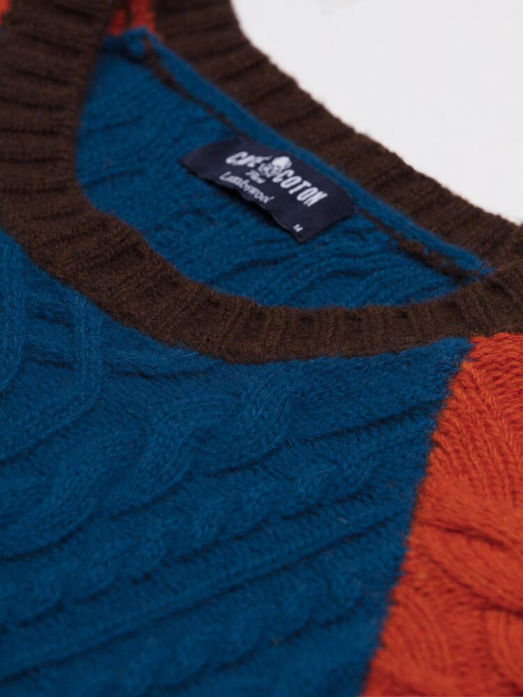 Pull Aran en lambswool paon Prêt-à-porter