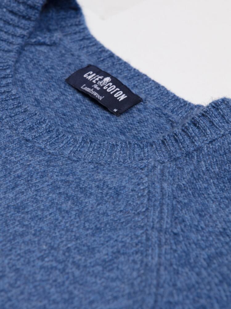 Col rond Burt en lambswool bleu Pulls homme