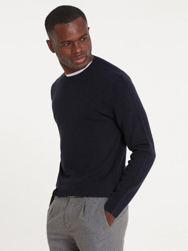 Col rond marine en lambswool Pulls homme