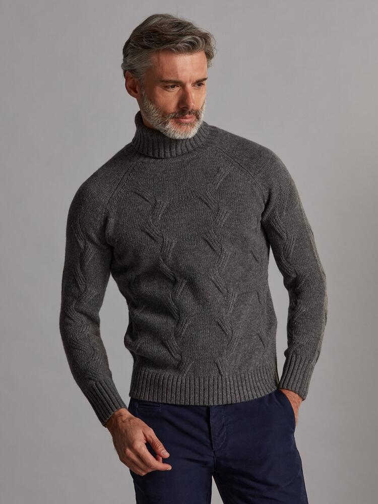Col roulé torsadé Becky en lambswool anthracite Pulls homme